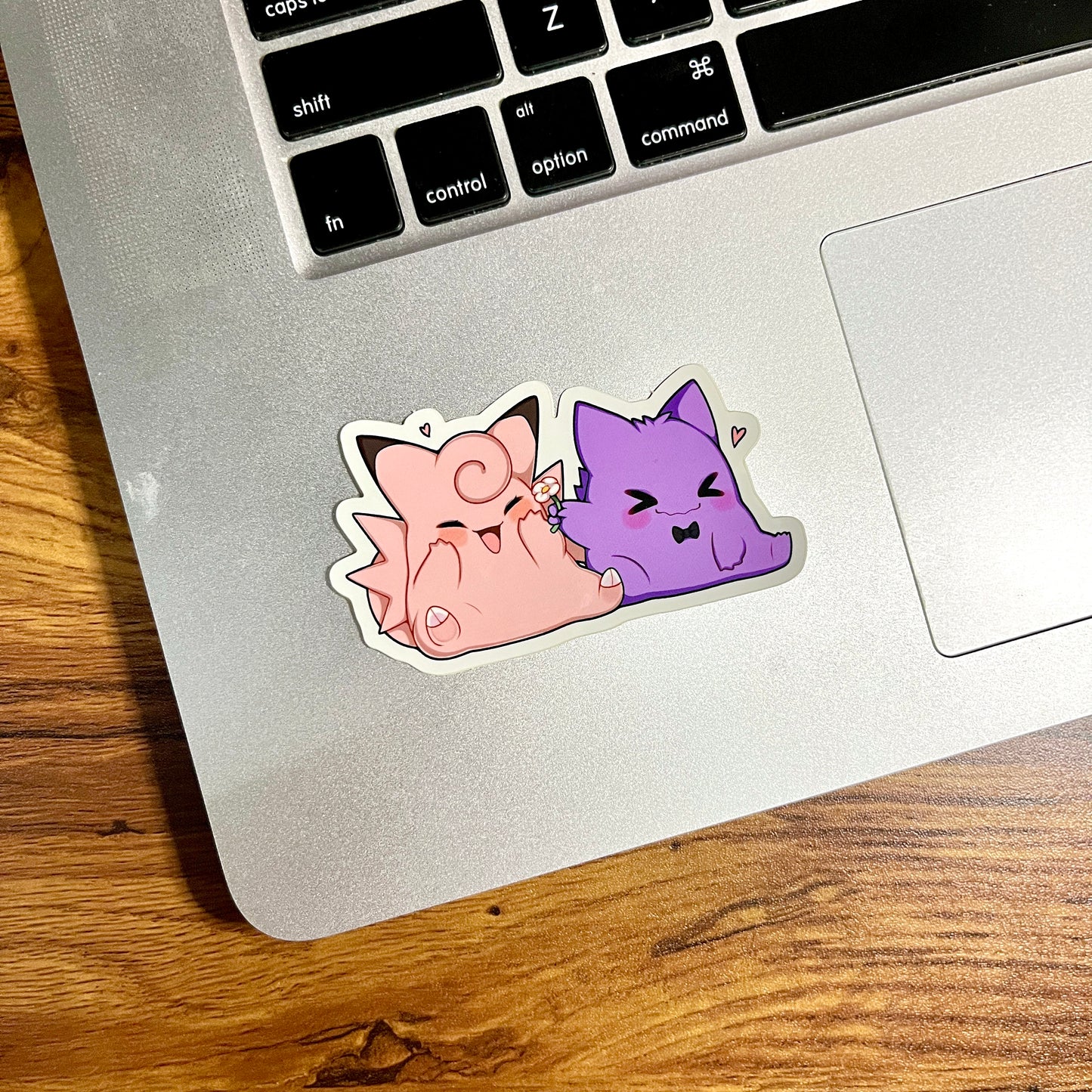 Clefable & Gengar with Flower Vinyl Sticker