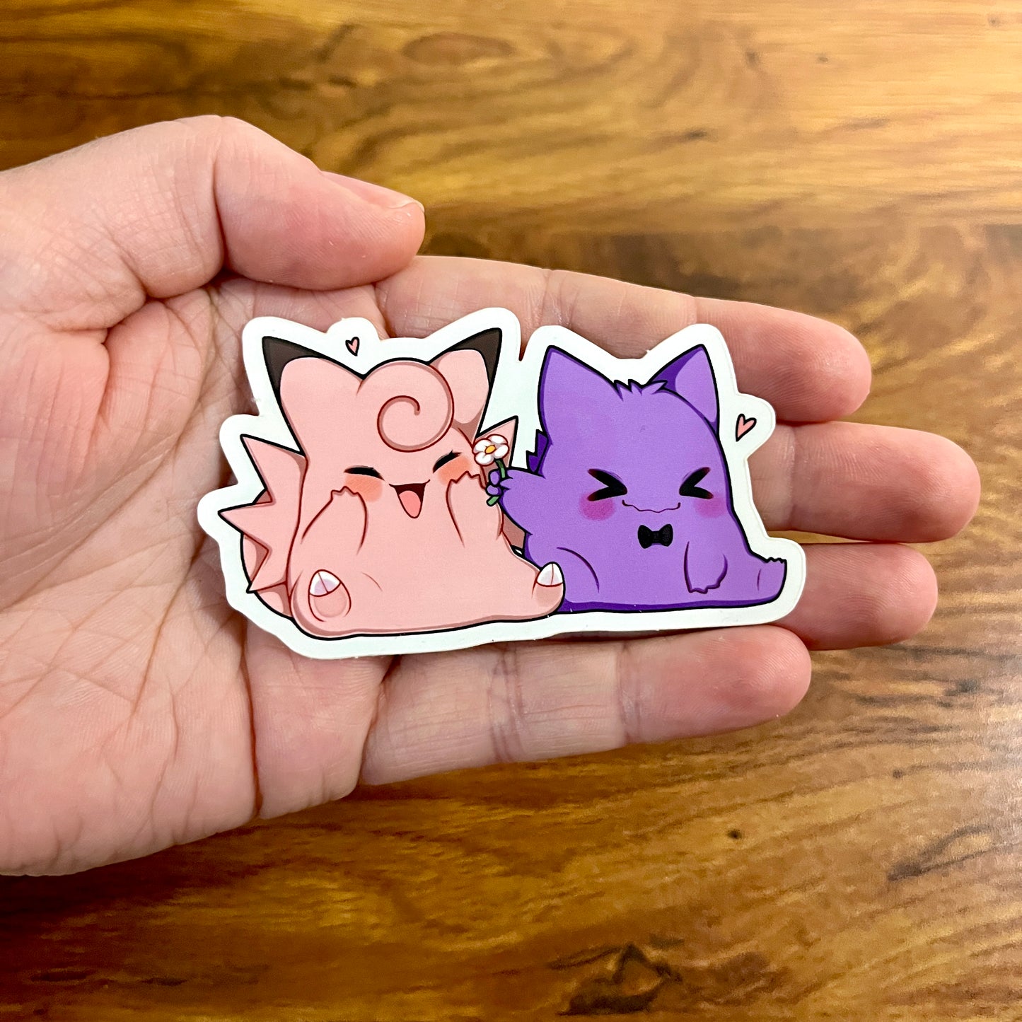 Clefable & Gengar with Flower Vinyl Sticker