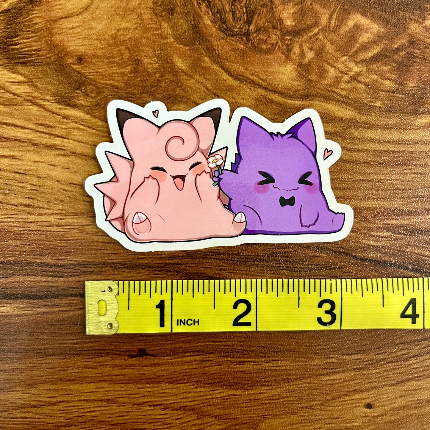 Clefable & Gengar with Flower Vinyl Sticker