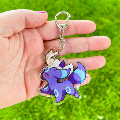 Shiny Umbreon & Shiny Eevee Keychain