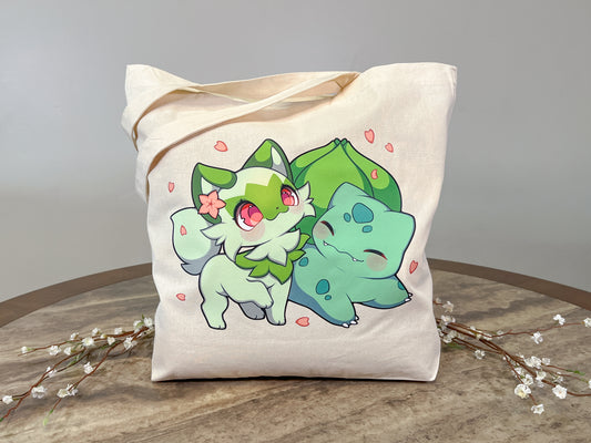 Sprigatito & Bulbasaur Tote Bag