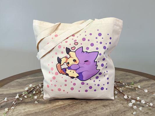 Mimikyu & Gengar Hug Tote Bag