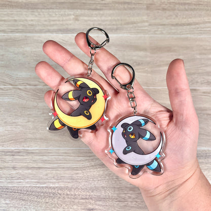 Umbreon Crescent Moon Keychain - Double Sided with Shiny