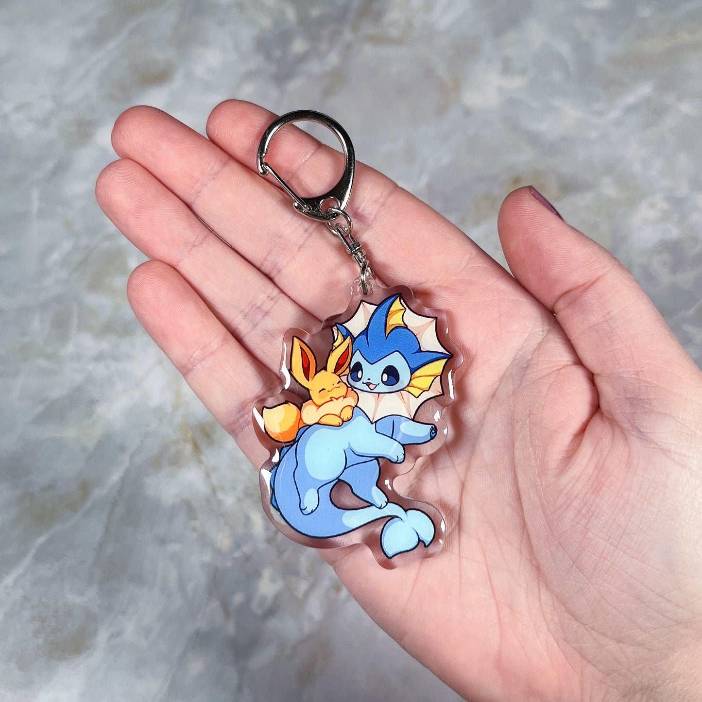 Vaporeon With Eevee Keychain