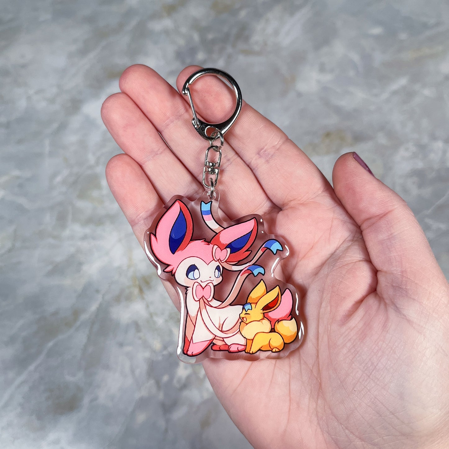 Sylveon With Eevee Keychain