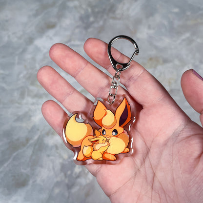 Flareon With Eevee Keychain