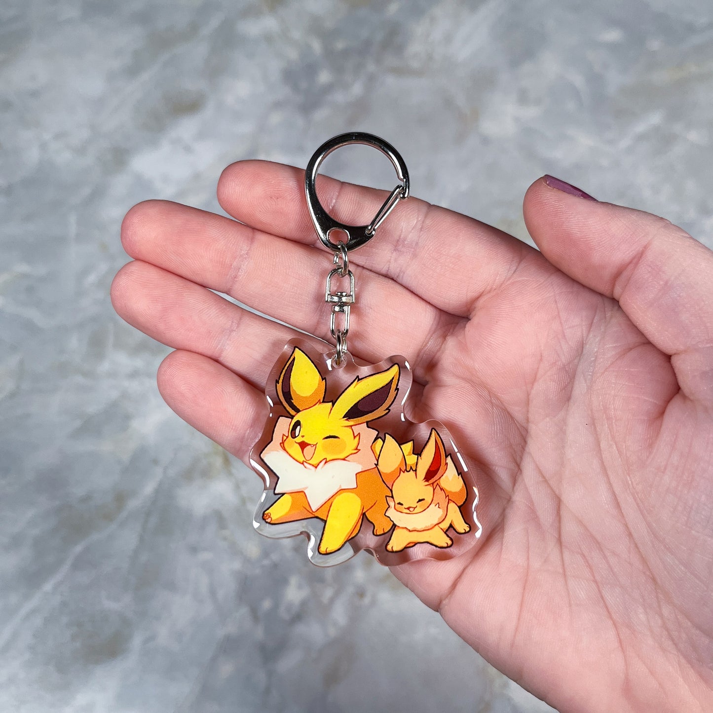 Jolteon With Eevee Keychain