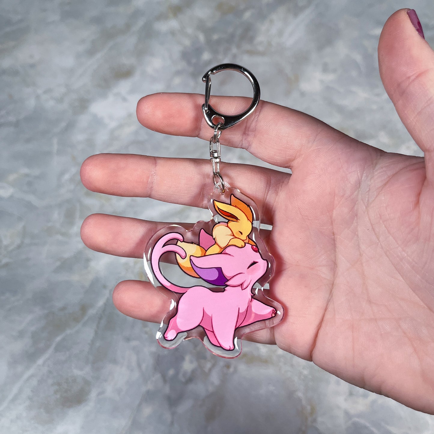 Espeon With Eevee Keychain