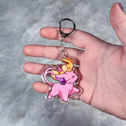 Espeon With Eevee Keychain