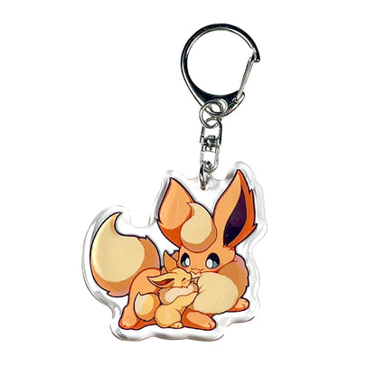 Flareon With Eevee Keychain