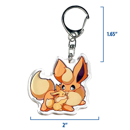 Flareon With Eevee Keychain