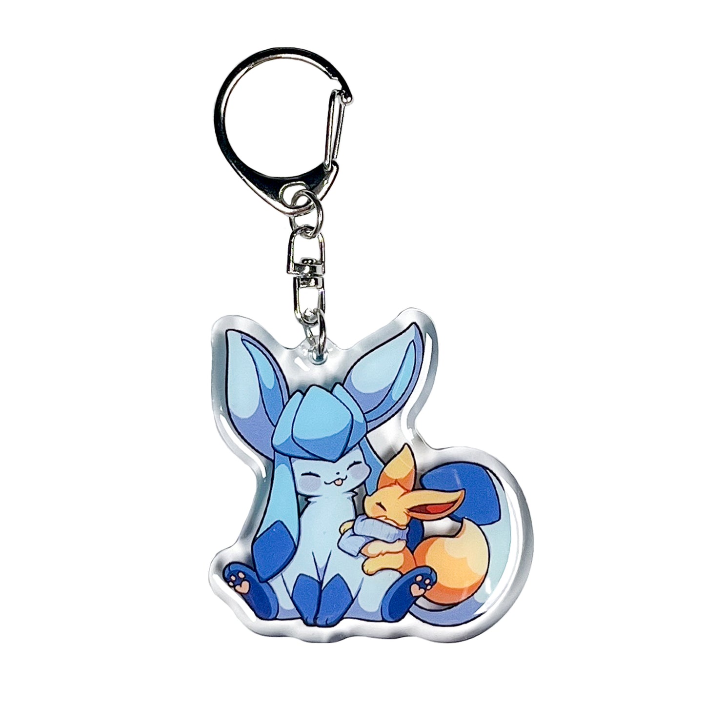 Glaceon With Eevee Keychain