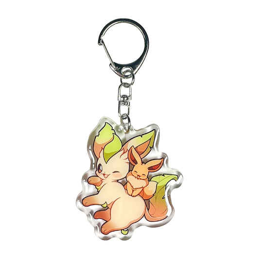 Leafeon With Eevee Keychain