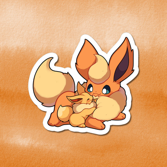 Flareon With Eevee Vinyl Sticker