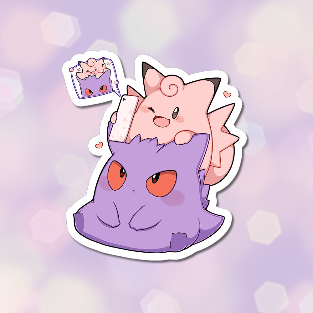 Gengar & Clefable Selfie Vinyl Sticker