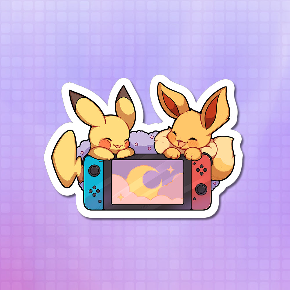 Pikachu and Eevee Switch Vinyl Sticker