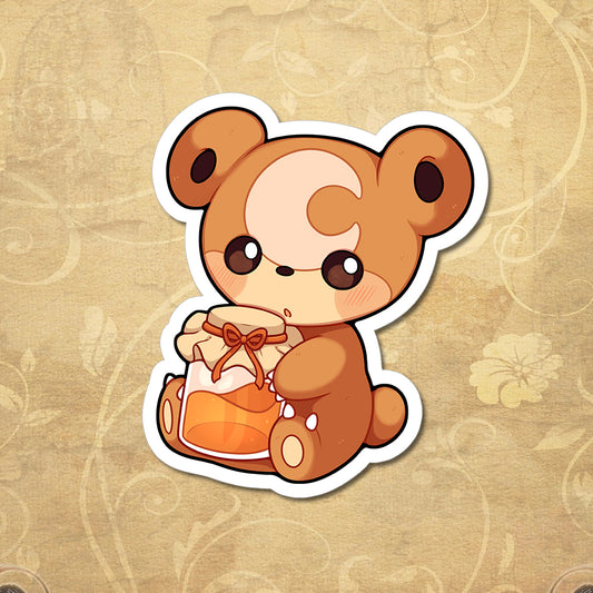 Teddiursa with Honey Vinyl Sticker