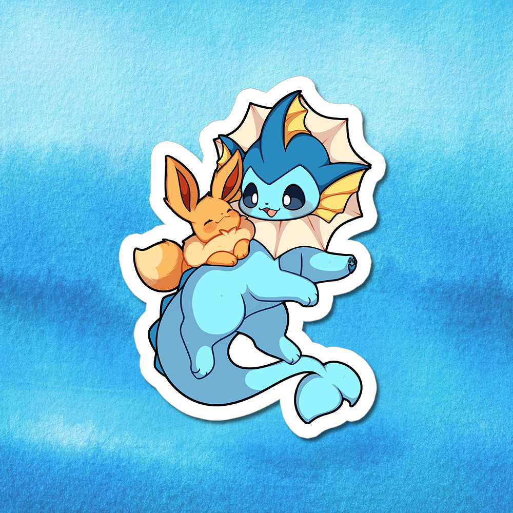 Vaporeon With Eevee Vinyl Sticker