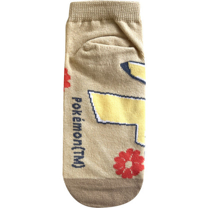 Pikachu (Tan with Flowers) Ankle Socks