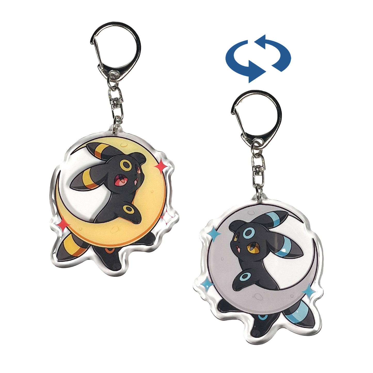 Umbreon Crescent Moon Keychain - Double Sided with Shiny