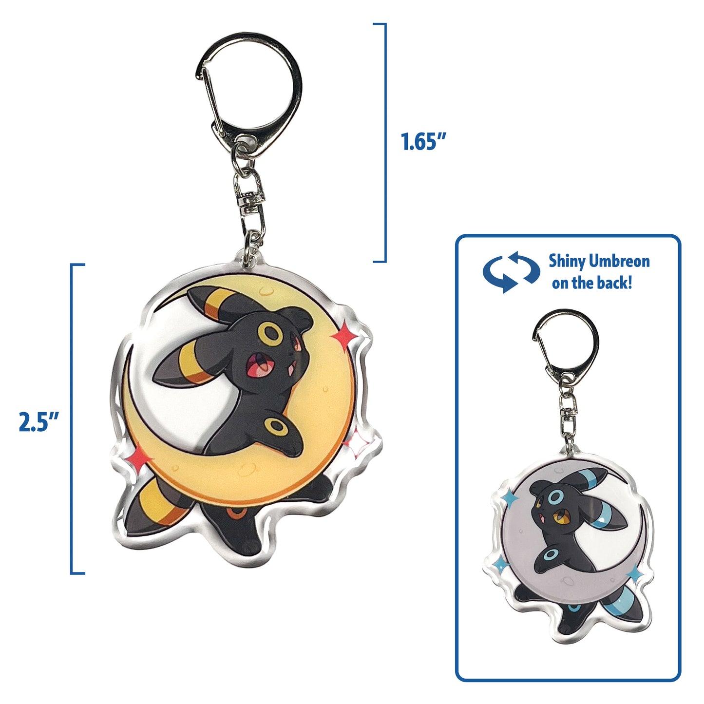 Umbreon Crescent Moon Keychain - Double Sided with Shiny