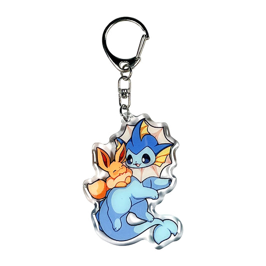 Vaporeon With Eevee Keychain