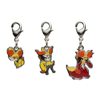 Fennekin, Braixen, & Delphox Metal Keychain Charm Set