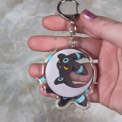 Umbreon Crescent Moon Keychain - Double Sided with Shiny