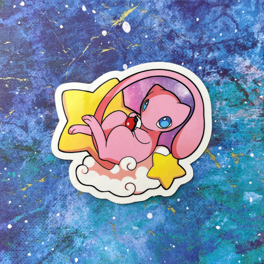 Mew with Stars Vinyl Sticker