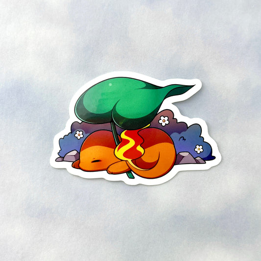 Charmander Under Leaf Vinyl Sticker