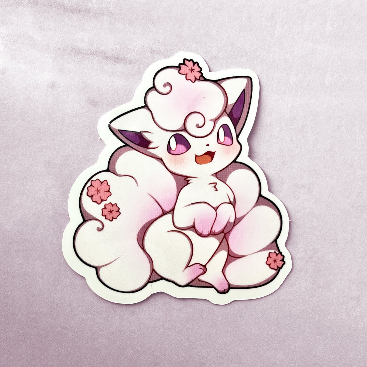 Alolan Vulpix with Cherry Blossoms Vinyl Sticker