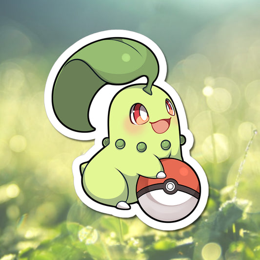 Chikorita with Pokeball Vinyl Sticker