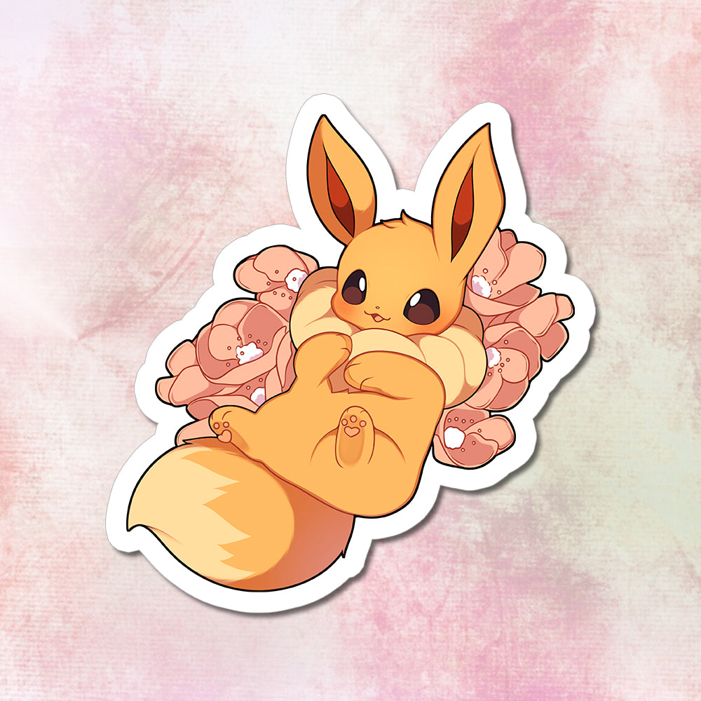 Eevee with Flowers Vinyl Sticker