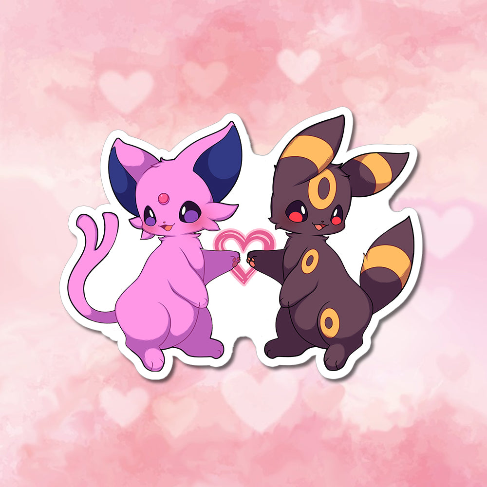 Espeon & Umbreon with Heart Vinyl Sticker