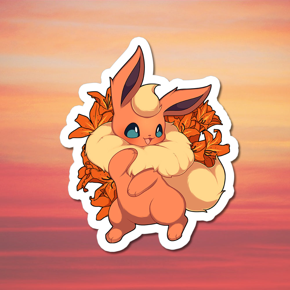 Flareon with Flowers Vinyl Sticker