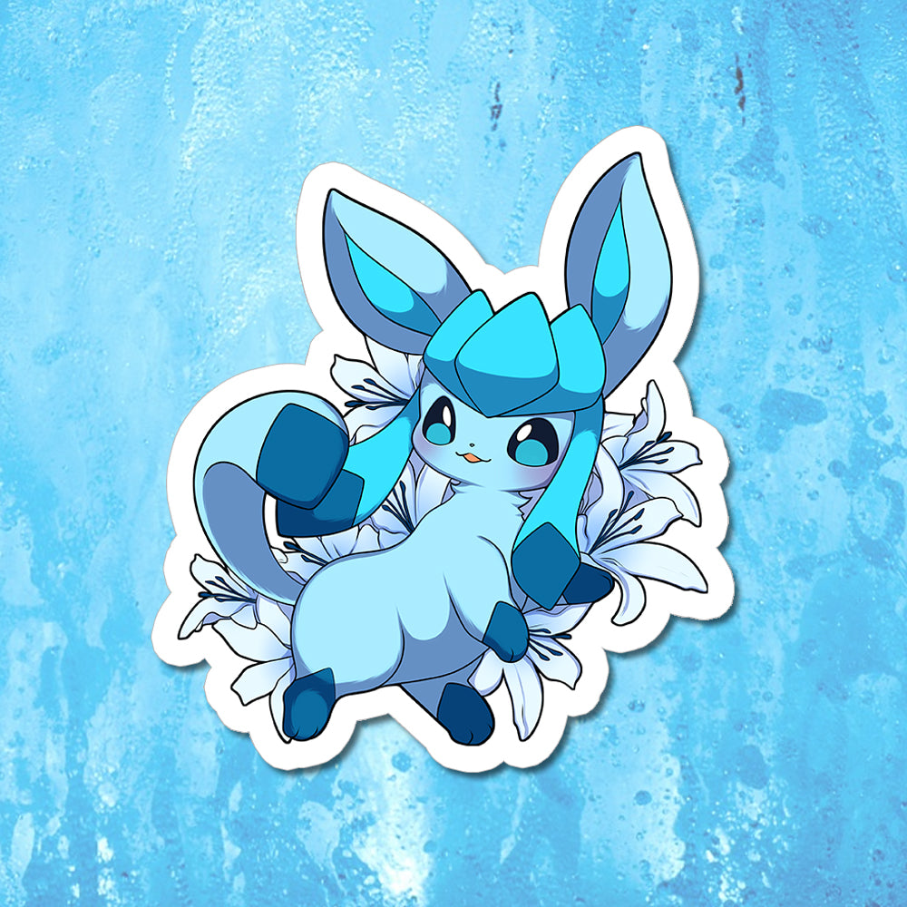 Glaceon with Flowers Vinyl Sticker