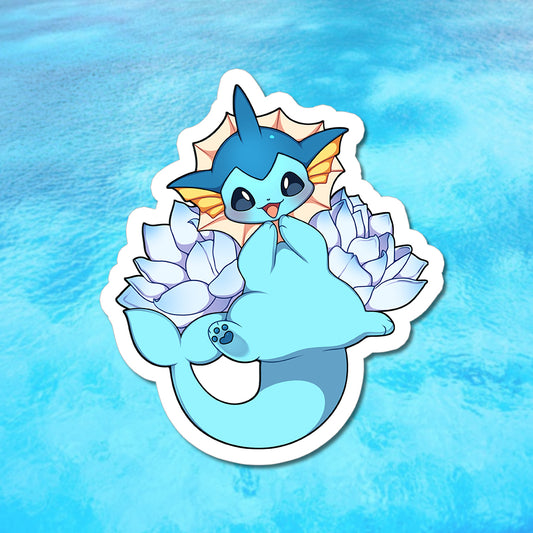 Vaporeon with Flowers Vinyl Sticker